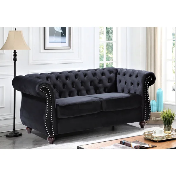 Antoinette Chesterfield Loveseat - Black