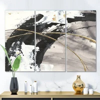 Glam Painted Arcs I - 3 Piece Wrapped Canvas Painting East Urban Home Size: 40x22 H x 60x22 W x 1x22 D