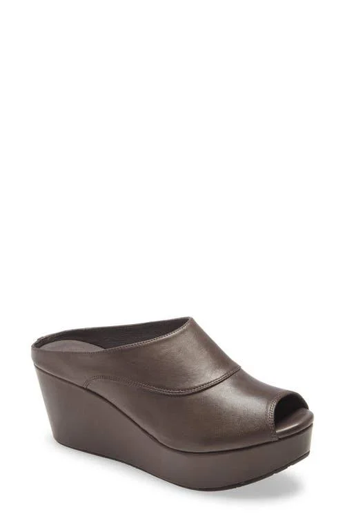 Chocolat Blu Wind Platform Wedge Mule - Size 9 in Charcoal Leather at Nordstrom
