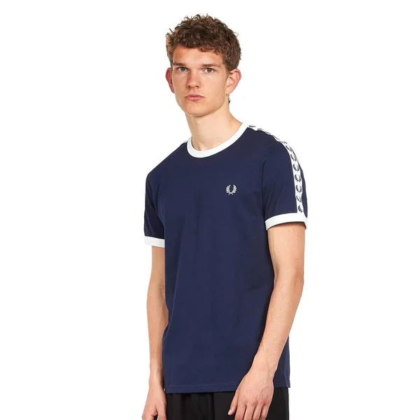 Fred Perry Taped Ringer T Shirt Blue