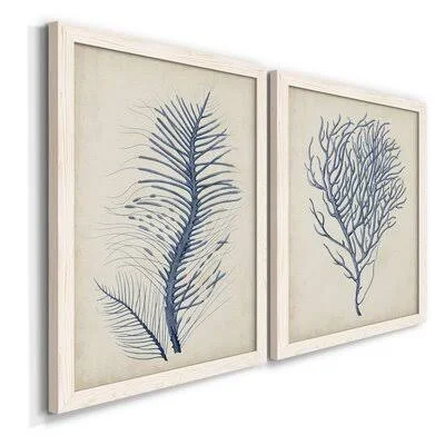 Indigo Coral VPremium Framed Print - Ready to Hang Dovecove Format: White Framed Canvas - Matte Color: No Matte, Size: 20x22 H x