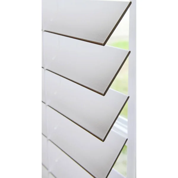 Linen Avenue Custom Cordless Faux Wood Blind White, 60 W x 60 H Outside Mount