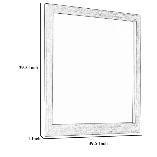 Rectangular Wood Encased Dresser Top Mirror, Oak Brown and Silver