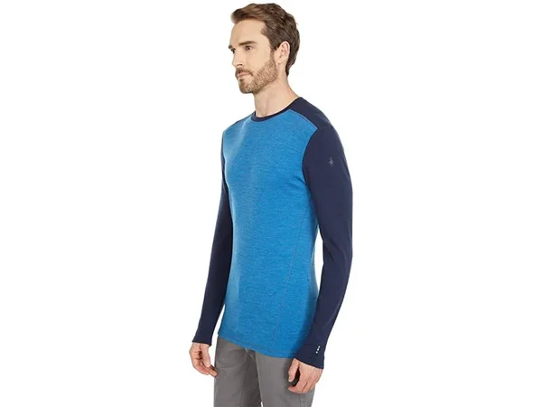 Smartwool Men's Merino 250 Baselayer Crew - Small - Neptune Blue Heather, Deep Navy