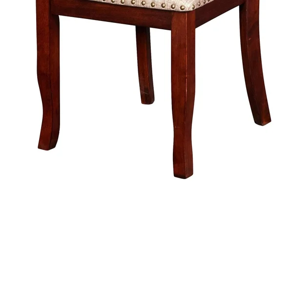 Slatted Back Wooden Dining Chair with Nailhead TRIM - Set of 2, Brown