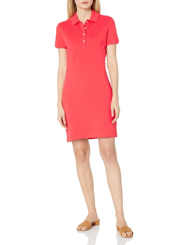 Lacoste Women's Short Sleeve Slim Fit Stretch Pique Polo Dress