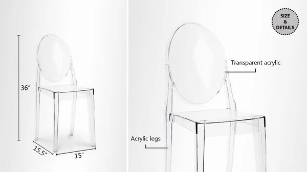 Set of 4, Victoria Ghost Side Chair, Clear