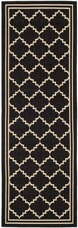 Safavieh Courtyard Black Indoor Outdoor Rug - 6&7x22 x 9&6x22