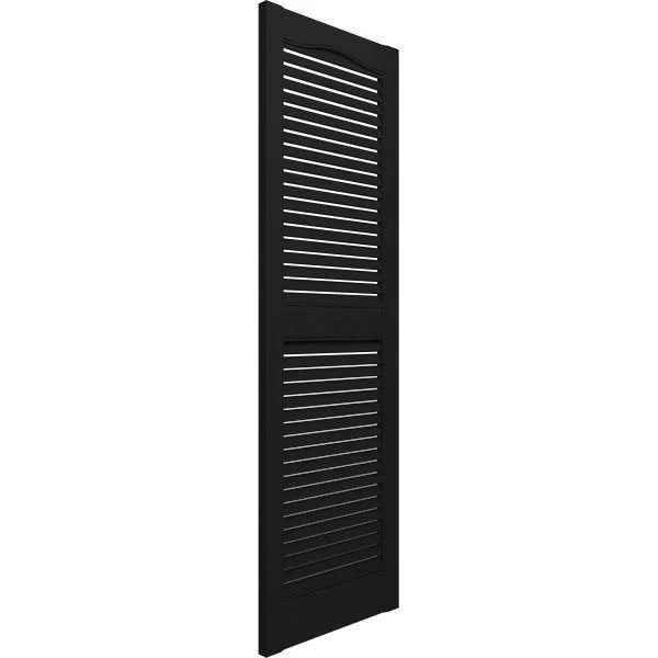 Ekena Millwork LL1S14X06700BL 14 1/2x22W x 67x22H Lifetime Vinyl, Standard Cathedral Top Center Mullion, Open Louver Shutters, w