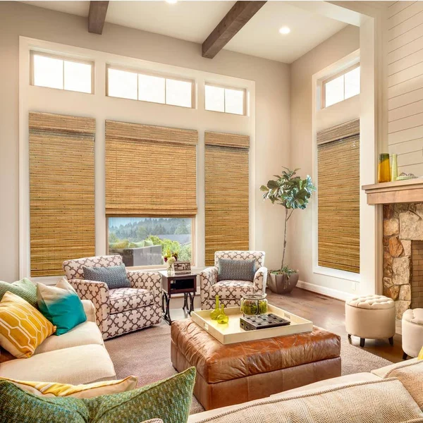Home Decorators Collection Modern Farmhouse Cut-to-Size Honey Flat-Weave Cordless Light-filtering Bamboo Shade - 64.5 in. W x 48