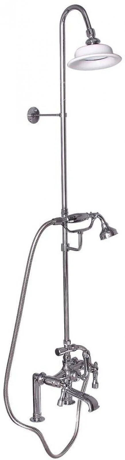 Barclay 4064-ML2-CP Elephant Spout Riser Showerhead Hand Shower Metal Lever Handles Chrome