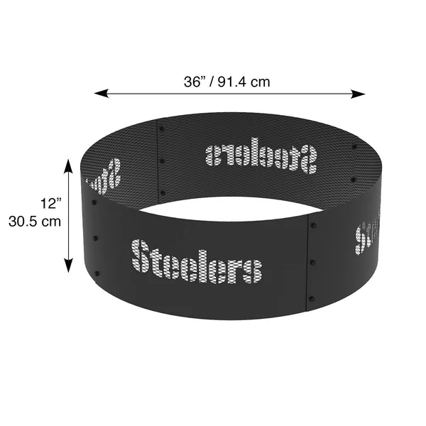 Blue Sky Outdoor 36 in. Pittsburgh Steelers Decorative Steel Round Fire Ring, FR361208-STEELERS