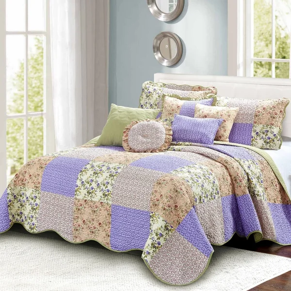 Serenta Patchwork 8 Piece Quilt Set - Pink