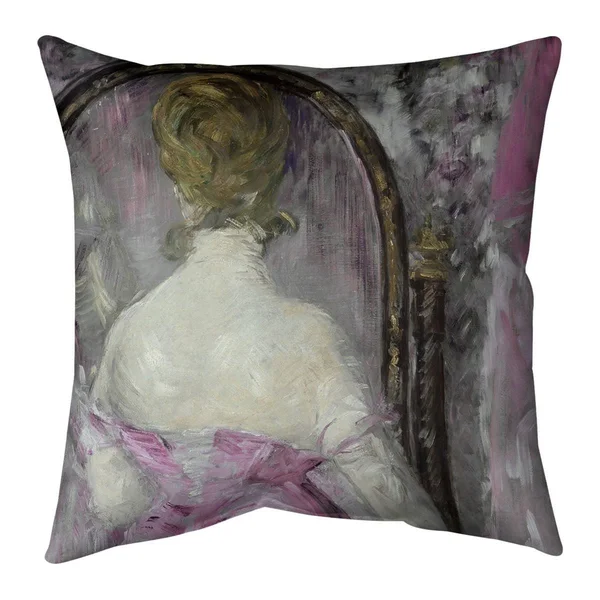 Before The Mirror Indoor/Outdoor Pillow - 18 x 18 - Green - N/A