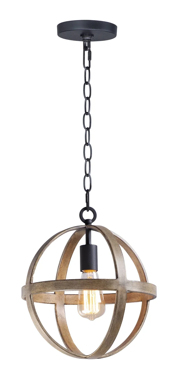 Maxim Lighting-27571BWBK-Compass - One Light Pendant Barn Wood/Black