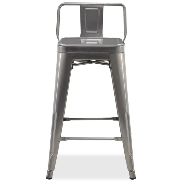 BELLEZE Asher 30x22 Bar Stools Low Back (Set of 4) Gunmetal, #aeaeae