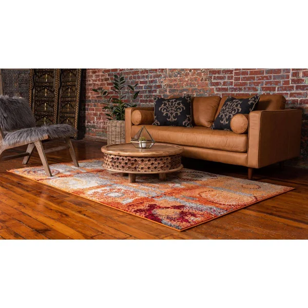 Unique Loom Sierra Estrella Area Rug (9& x 12& - Orange)