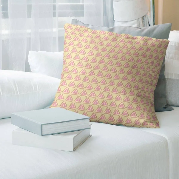 Three Color Minimalist Trees Throw Pillow - 14 x 14 - Pink & Yellow - Faux Suede