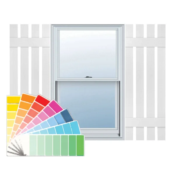 16 1/4x22W x 47x22H Lifetime Vinyl - Custom Four Board Spaced (2 Batten), Board-n-Batten Shutters, w/Shutter-Loks (Per Pair), Pai