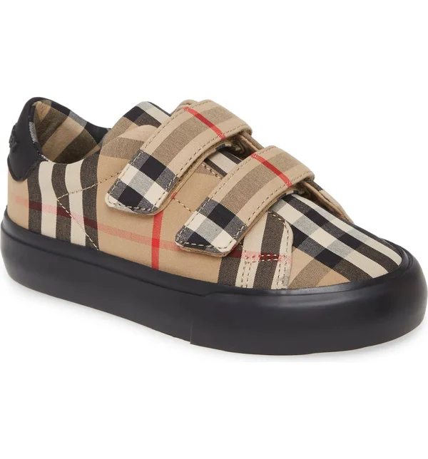 Burberry Unisex Mini Markham Check Low-top Sneakers - Walker - Toddler - Black