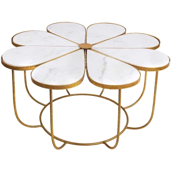 TOV Furniture TOV-OC18127 Flower Marble Cocktail Table - White & Gold - 16 x 31 x 31 in.