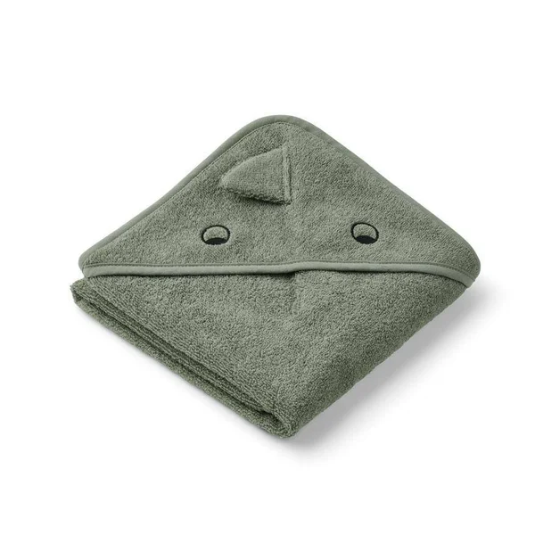 Liewood Albert Hooded Towel Dino/Faune - Kids - Towels and Capes, Green, 70 x 70 cm