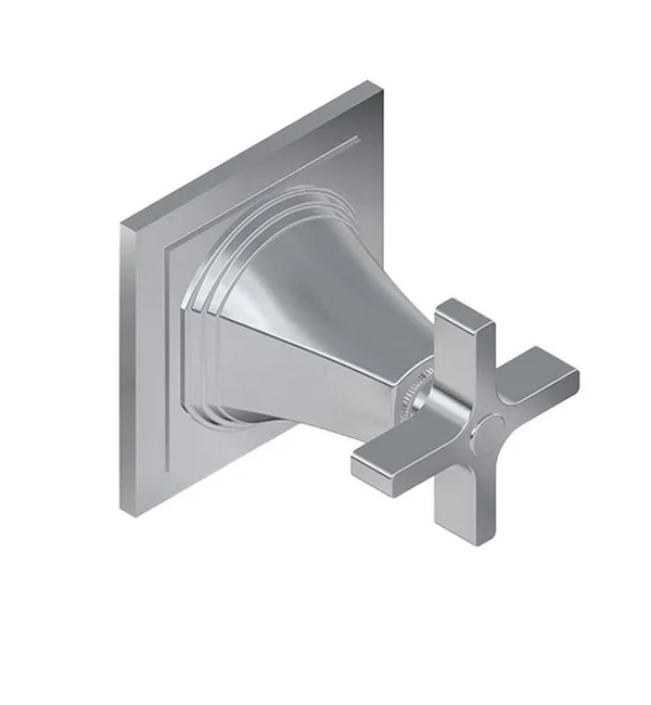 Graff Finezza Uno M-Series 3 1/2x22 Three Way Diverter Valve Trim Plate with Cross Handle in Polished Nickel, SKU: G-8074-C15E1