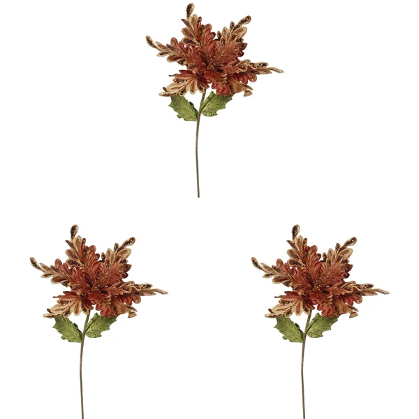 Vickerman 31x22 Copper Poinsettia, 15x22 Flower 3/Bag