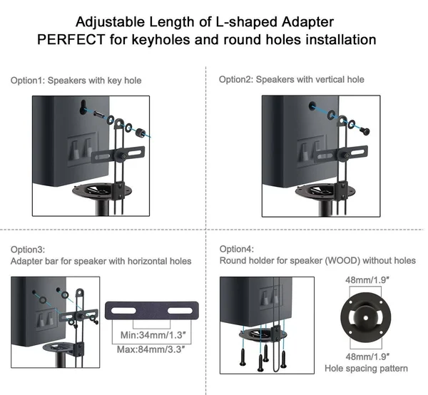 Mounting Dream MD5401 Height Adjustable Speaker Stands Mounts, Two in One Floor