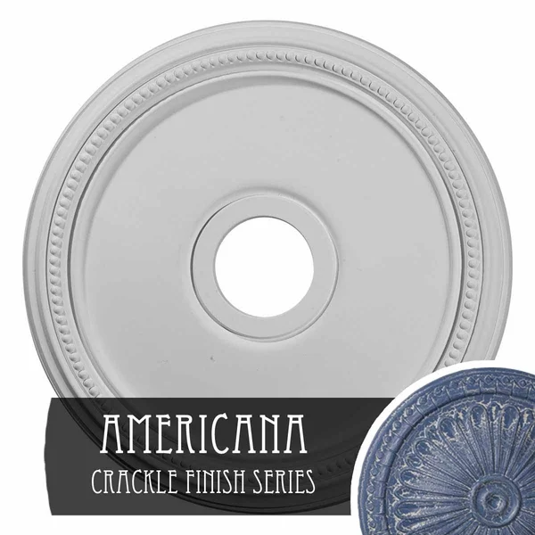 18x22OD x 3 5/8x22ID x 1 1/8x22P Diane Ceiling Medallion (Fits Canopies Up to 5 3/8x22) - Hand-Painted Americana Crackle