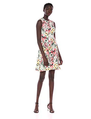 Tommy Hilfiger Women's Fit and Flare Dress - Parchment Multi, 16