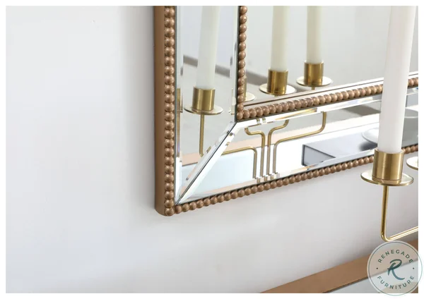 Elegant-Iris Beaded Mirror 42 x 28 inch in Antique gold-MR32842G