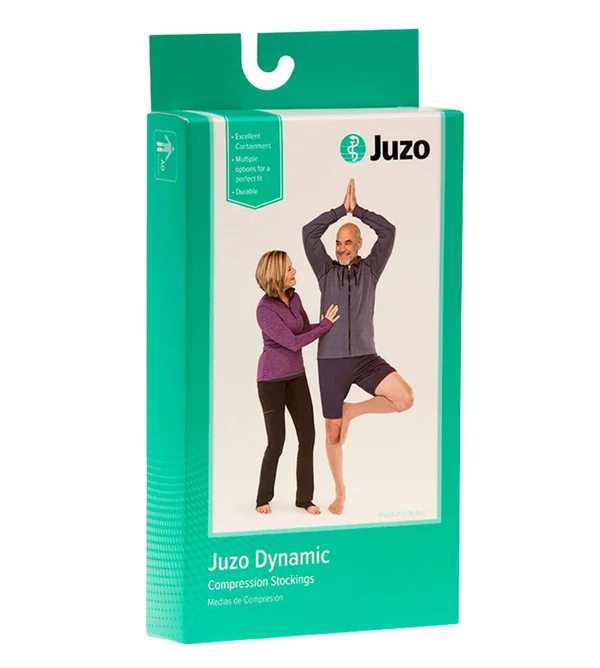 Juzo Dynamic 20-30 mmHg Open Toe Thigh High w/ Silicone Top Band - IV, Short, Black