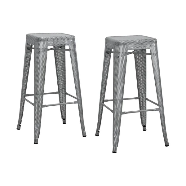 DHP Nova 30x22 Metal Mesh Backless Bar Stool, Silver, Set of 2