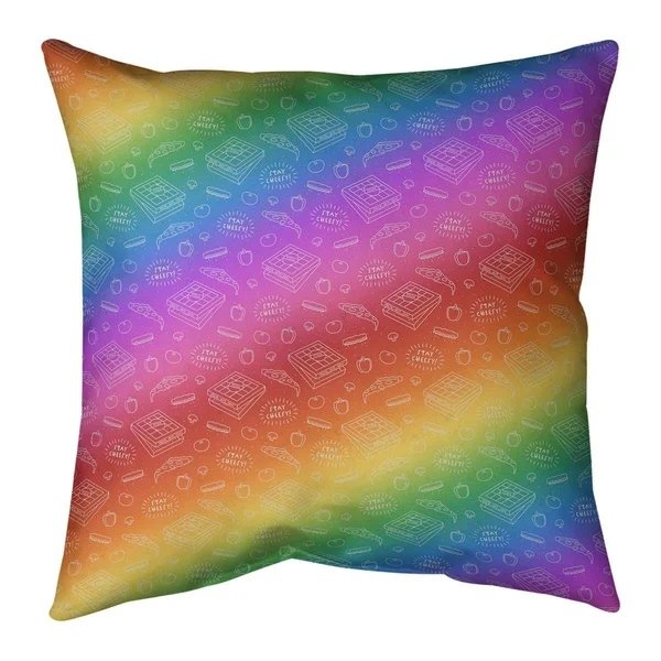Fun Color Background Pizza Pattern Throw Pillow - 16 x 16 - Pink - Polyester