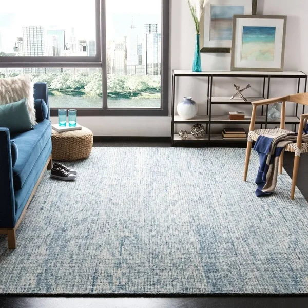 Safavieh 2&-3x22 x 8& Abstract ABT473M Ivory - Navy Rug