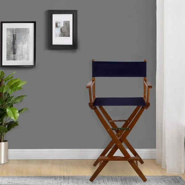 Yu Shan Co. Extra-Wide Premium 30x22 American Oak Directors Chair, Natural/Mission Oak Frame