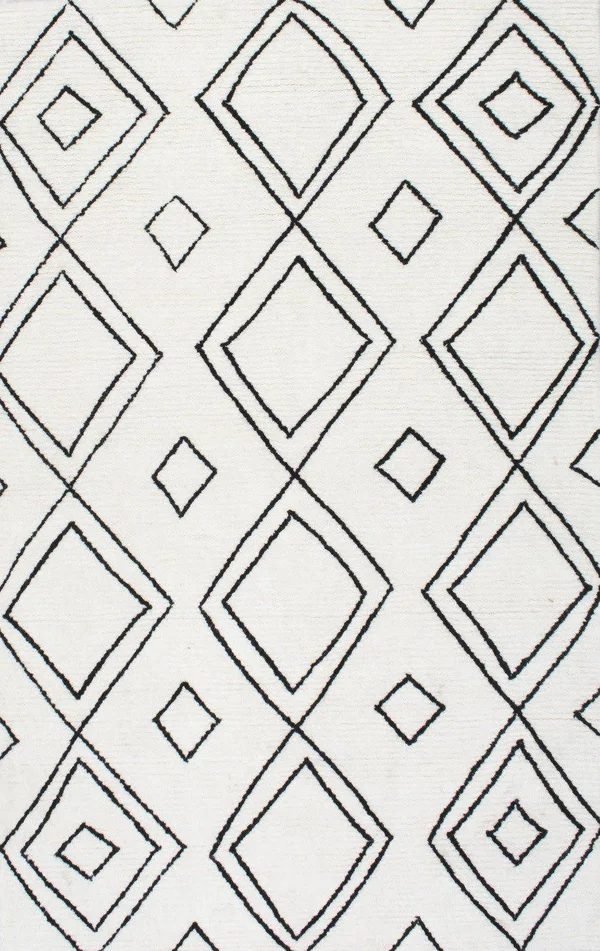 Nuloom Handmade Moroccan Diamond Trellis Wool Rug - White