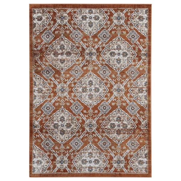 Porch & den Romal Diamond Moroccan Trellis Plush Area Rug - 7&10x22 Round