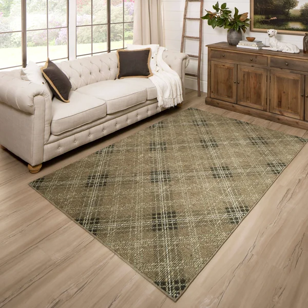 Mohawk Home Russell Charcoal 4 ft. x 6 ft. Plaid Area Rug, Grey