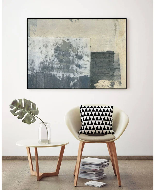 Giant Art 14x22 x 11x22 Shades of VI Art Block Framed Canvas - Tan