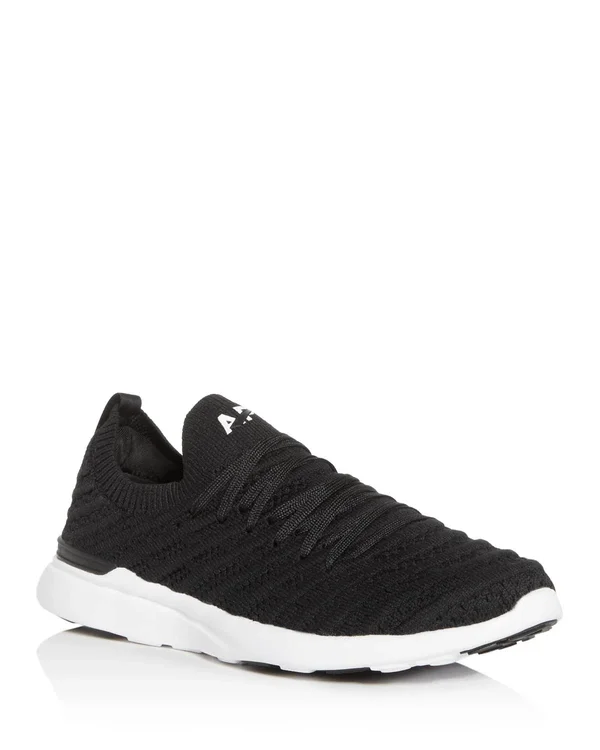 APL Athletic Propulsion Labs Women's Techloom Wave Knit Low-top Sneakers - 5.5, Black/White/White