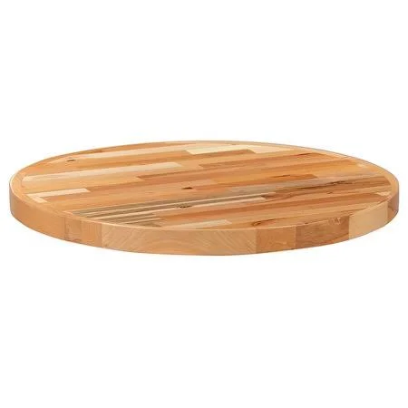 Offex 30x22 Round Butcher Block Style Heavy-Duty Rustic Solid Wood Table Top for Bar, Hospitality Dining Space or Home - Natural