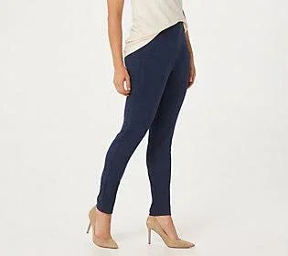 Graver Susan Graver Regular Faux Suede Pull-On Leggings, Size Large, Navy