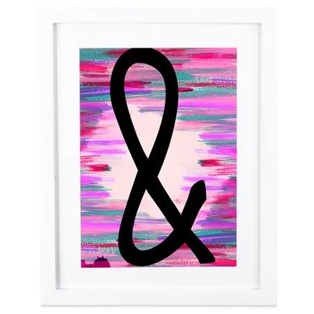 Positively Home Ampersand Abstract Framed Graphic Art - Size: 20 inch H x 16 inch W x 1 inch D, Purple