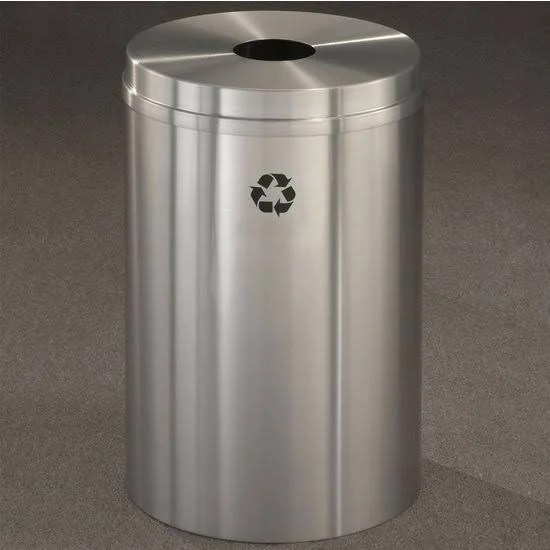 Glaro RecyclePro I Receptacle - 12 Gallon, 12x22 W, 5.5x22 Dia. Hole, No Message, Only Recycling Logo, Espresso Brown Finish, Sat