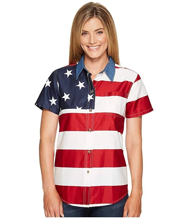 Roper Women's Red Patriotic USA Flag Western Shirt