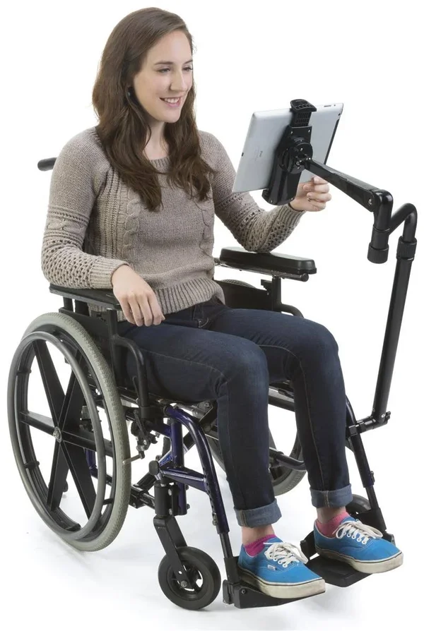 Displays2go iPad Wheelchair Mount Rotating and Tilting Universal Bracket Extendable Ipbysato10