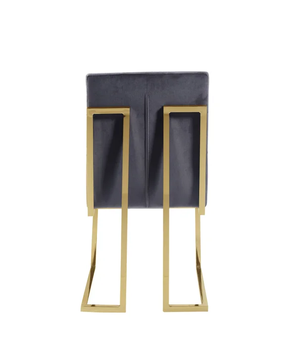 Chic Home Liam Grey Tufted Velvet Polished Brass Metal Dining Side Chair