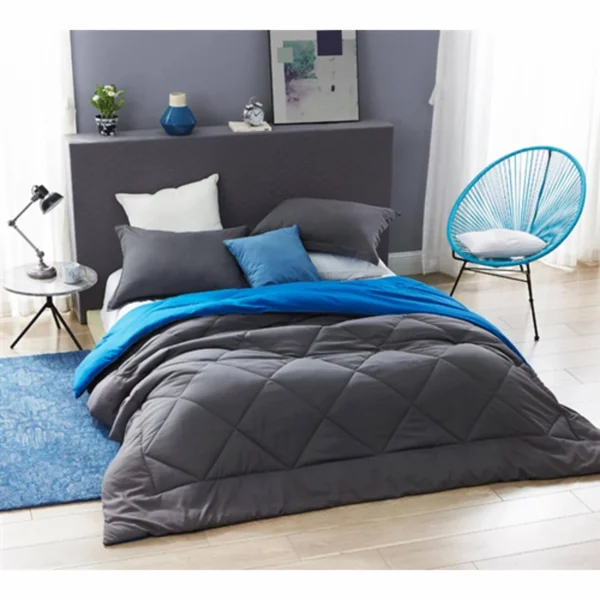 BYB Granite Gray/Pacific Blue Reversible Comforter - Oversized Bedding - Twin XL